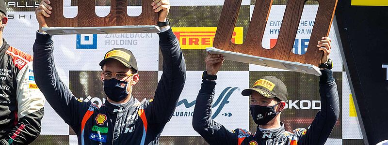 Thierry Neuville und Hyundai in Kroatien auf dem Podium